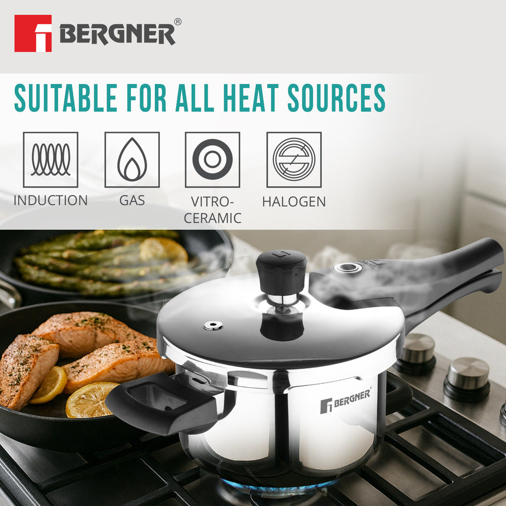 Argent Elements Tri-Ply Stainless Steel Outer Lid Pressure Cooker