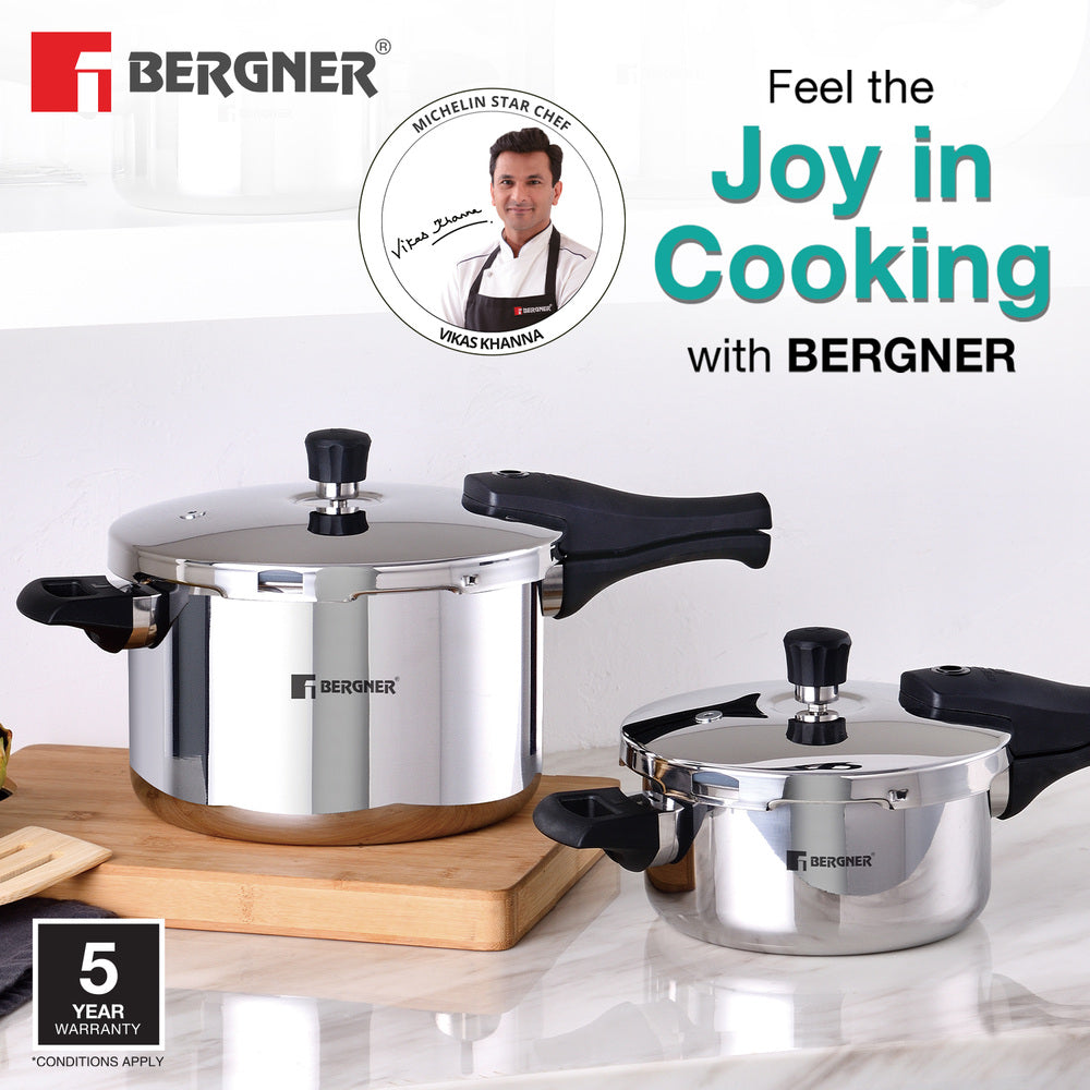 Argent Elements Tri-Ply Stainless Steel Outer Lid Pressure Cooker