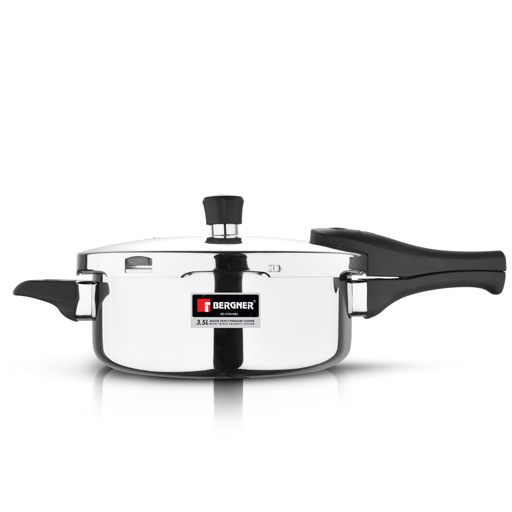 Bergner Argent Elements Tri-Ply Stainless Steel Outer Lid Pressure Pan, Tri-Ply Induction Bottom
