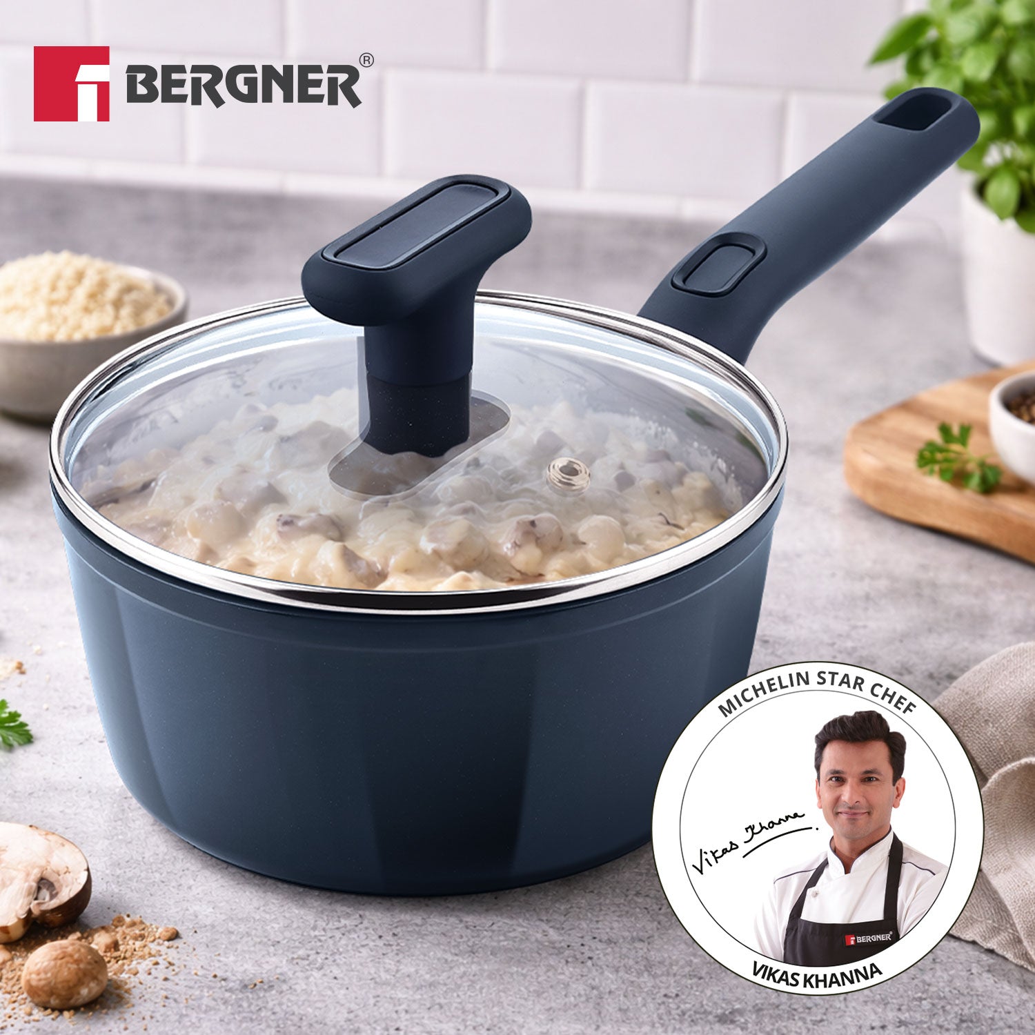 Jade Saucepan 18cm Forged Aluminium Cubic Handle