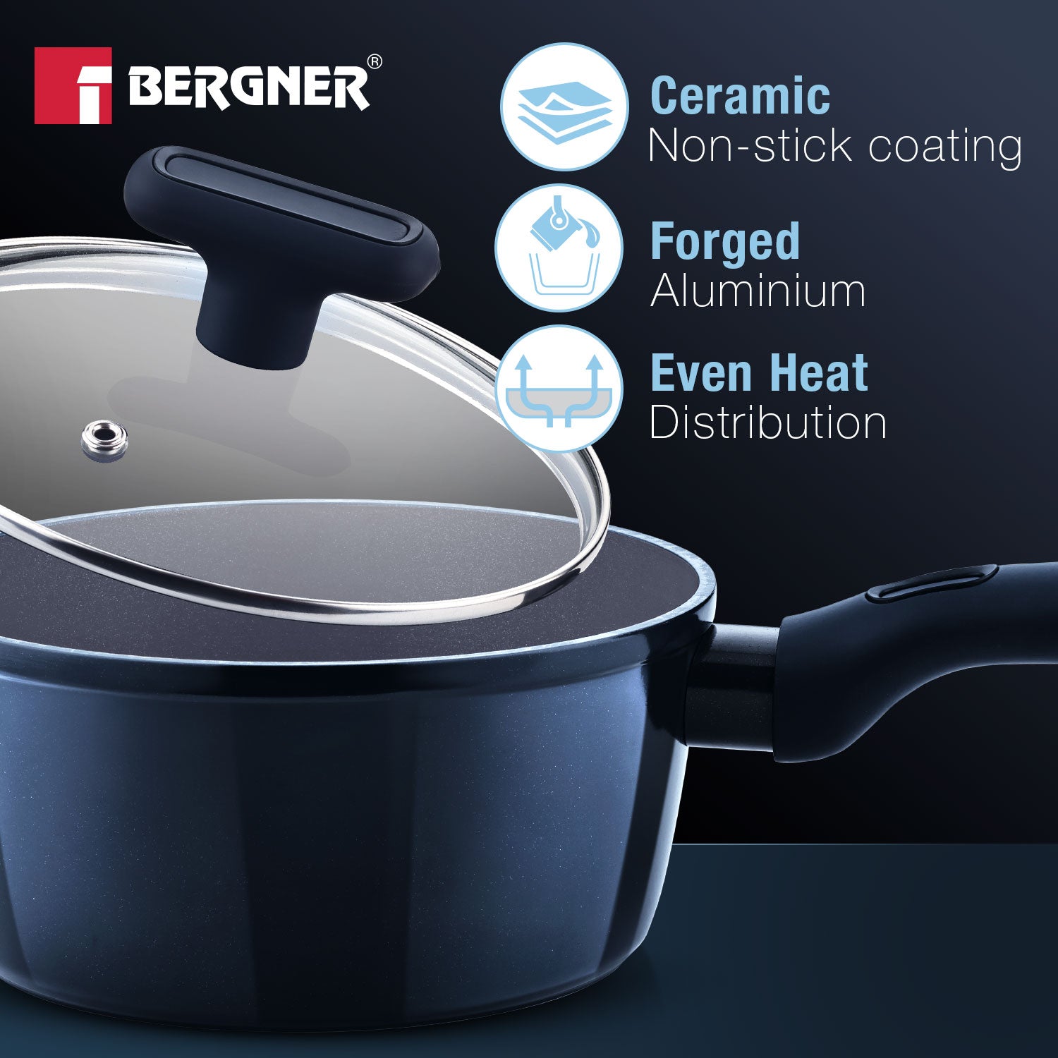 Jade Saucepan 18cm Forged Aluminium Cubic Handle