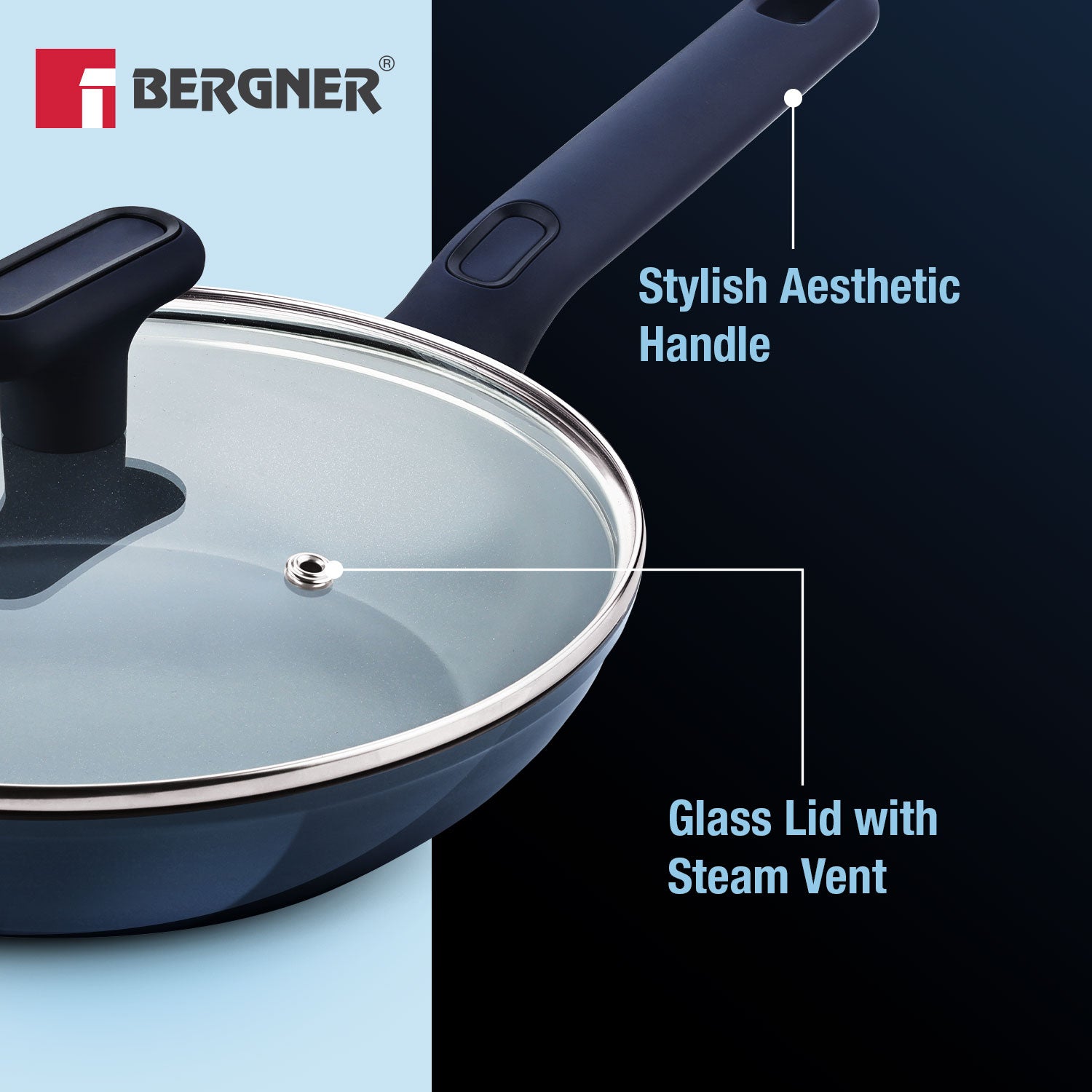 Jade 24cm Frypan with Glass Lid, Ceramic Non-Stick Coating - Induction