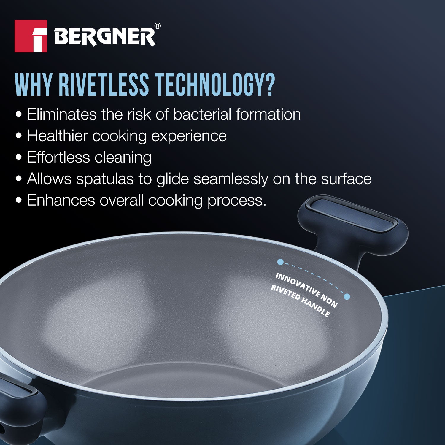 Jade 24cm (2.5L) Kadai with Glass Lid, Ceramic Non-Stick Coating - Induction