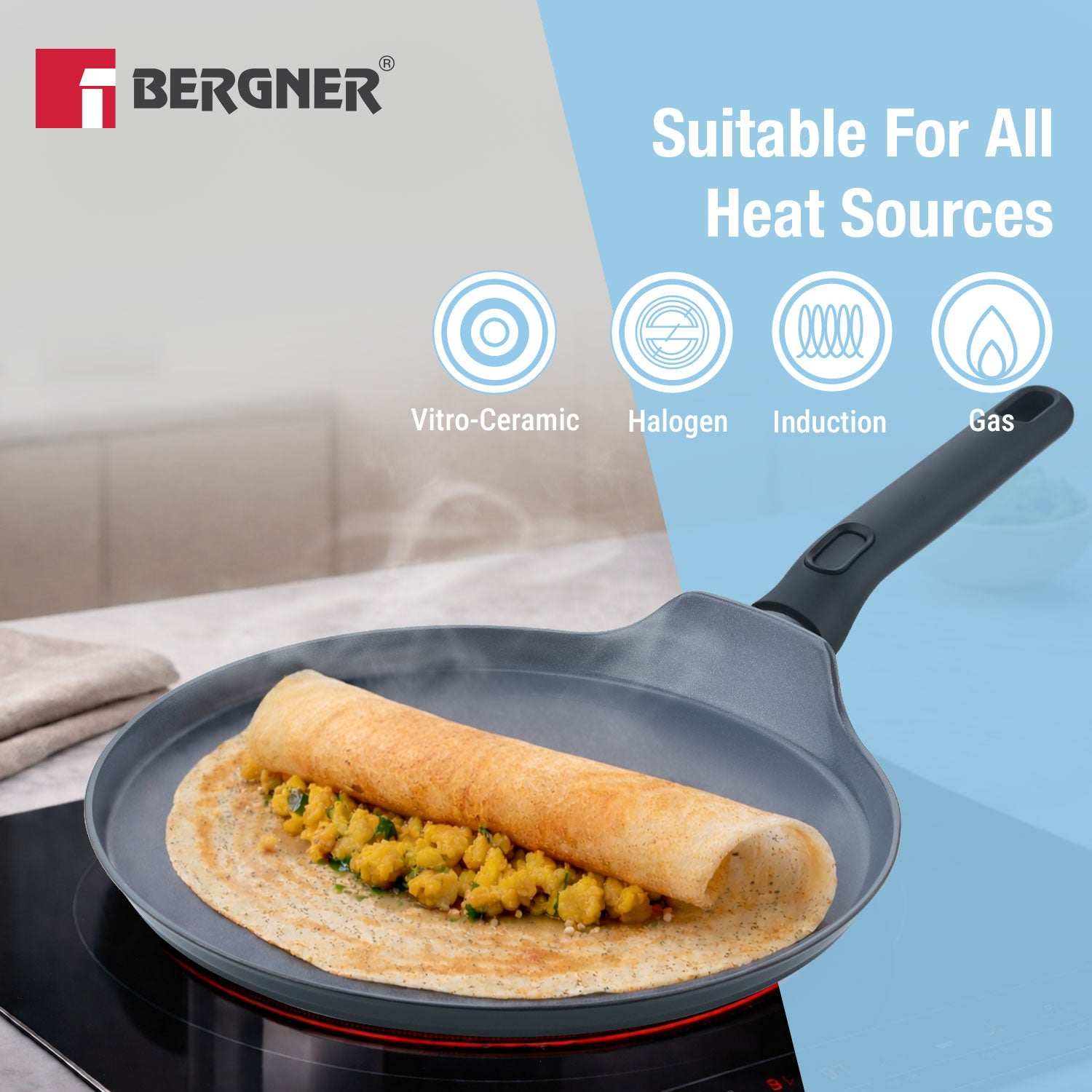 Jade 28cm Dosa Tawa, Ceramic Non-Stick Coating - Induction