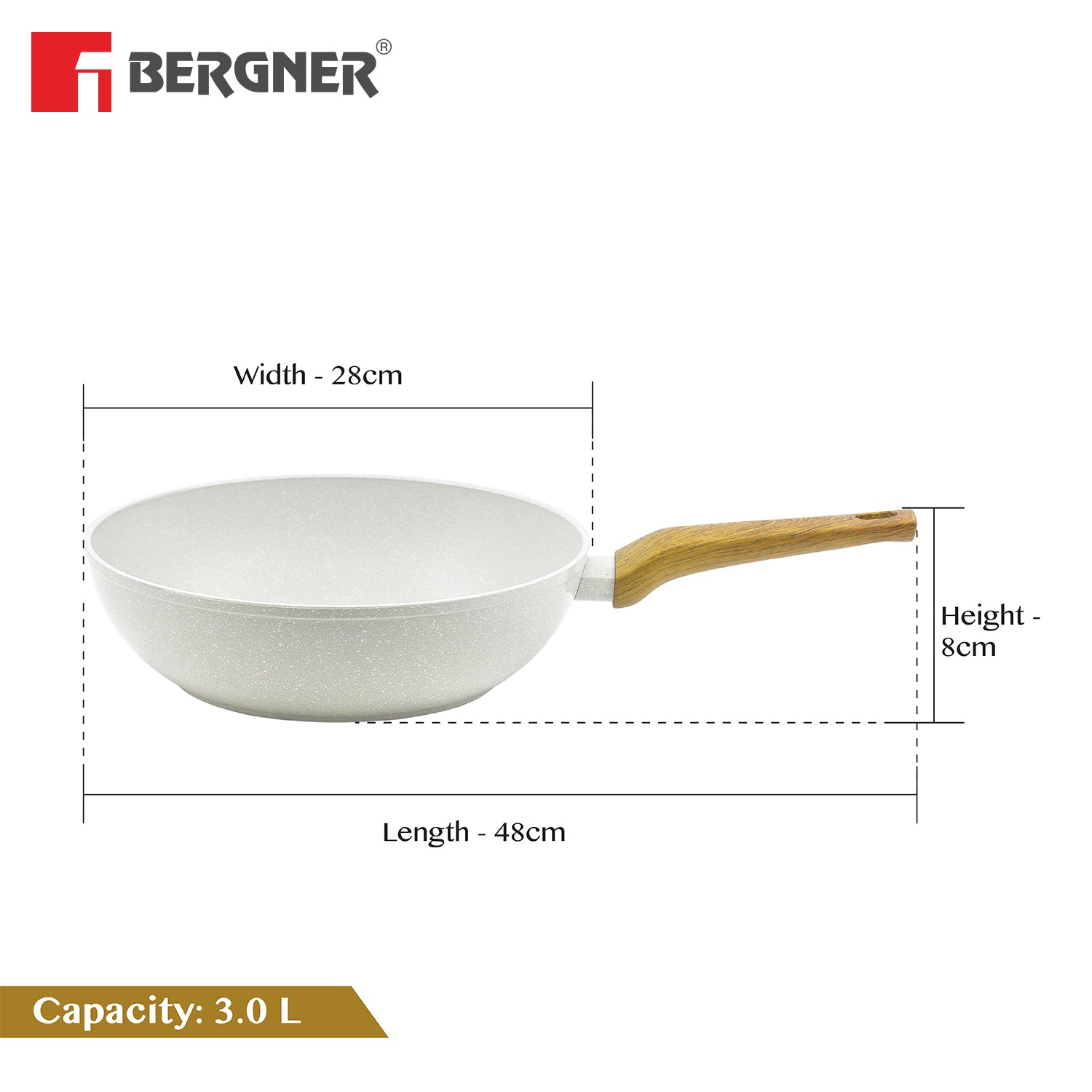 Naturally Forged Aluminum 28cm (3 L) Wok - Induction Bottom