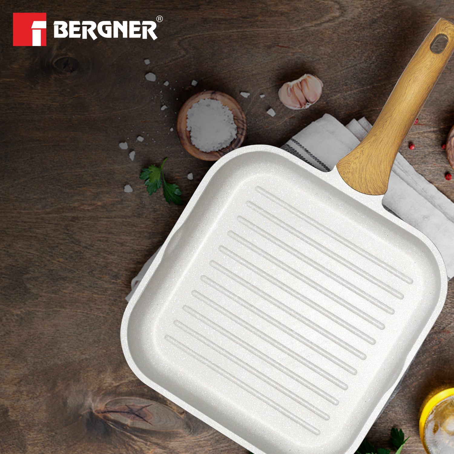 Naturally Cast Aluminum 26cm Grill Pan - Induction Bottom