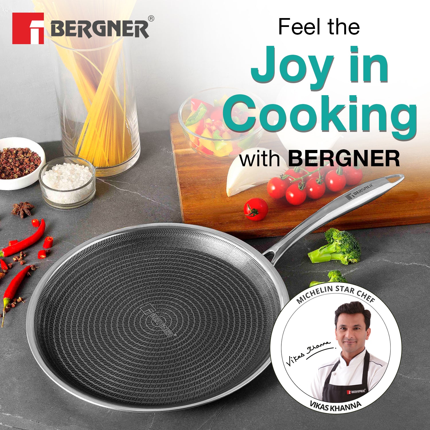 Bergner Hi-Tech Giro TriPly 32cm Dosa Tawa - Induction Bottom