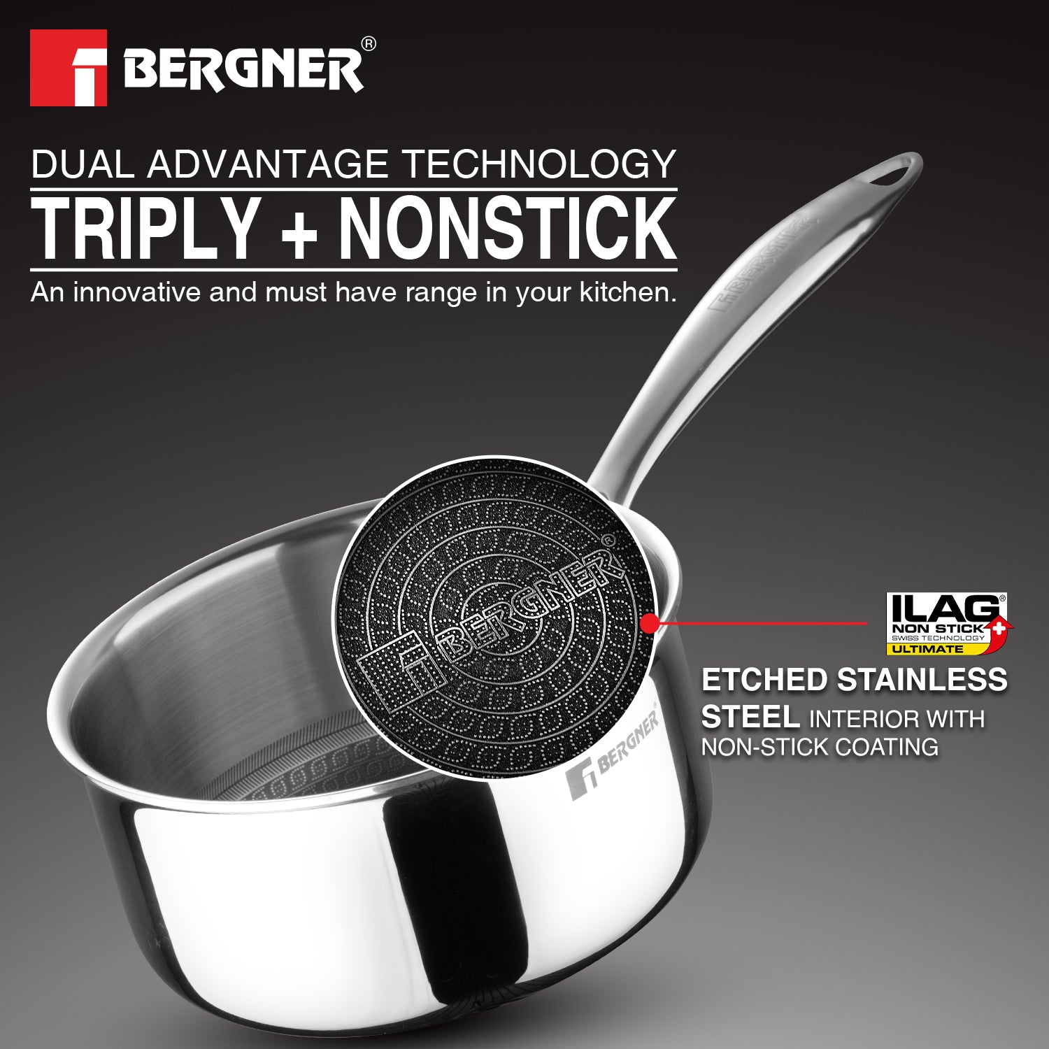 Hi-Tech Giro Triply Saucepan with Glass Lid 16cm (1.6L)