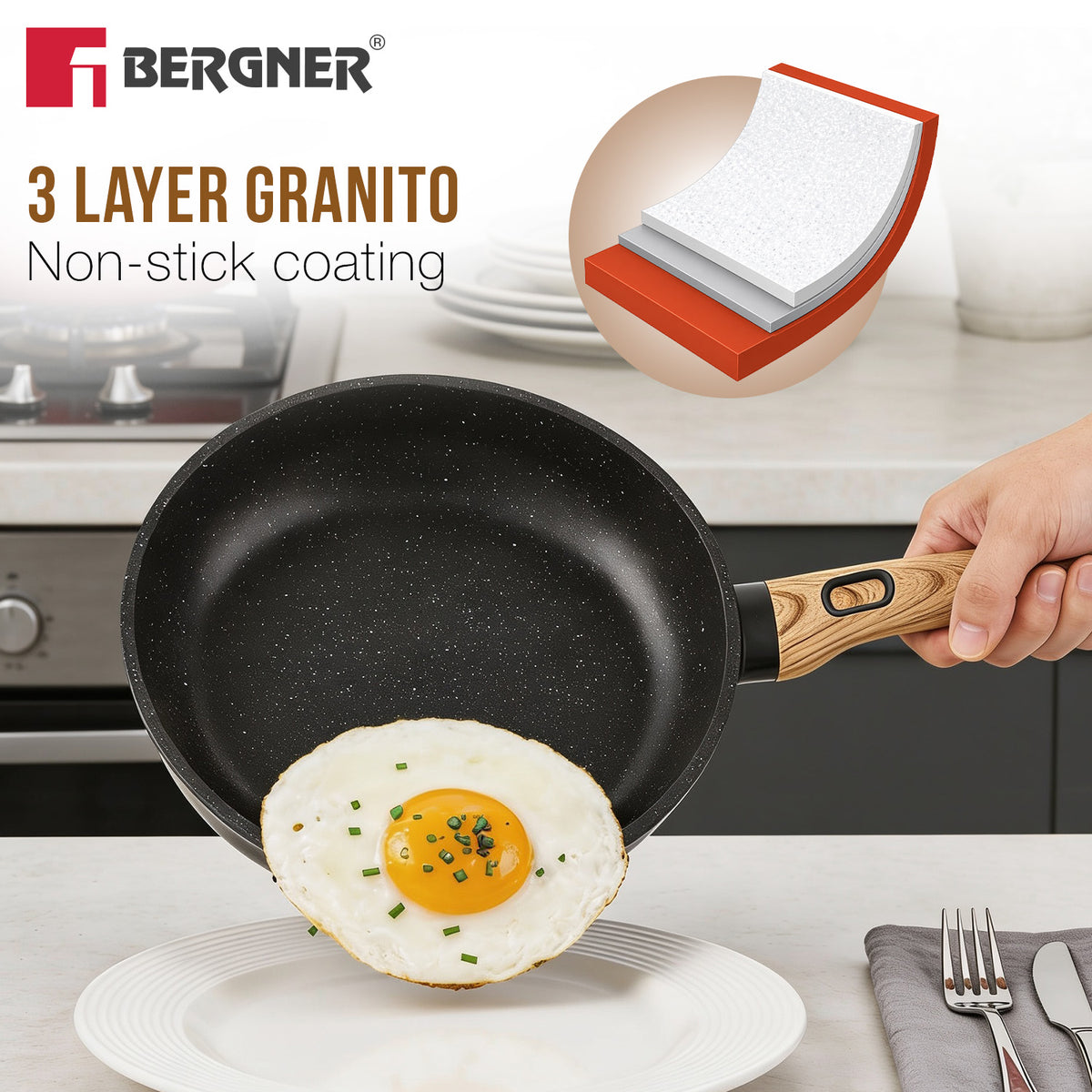 Sienna Elite Granite Frypan non-stick 24cm (2L)
