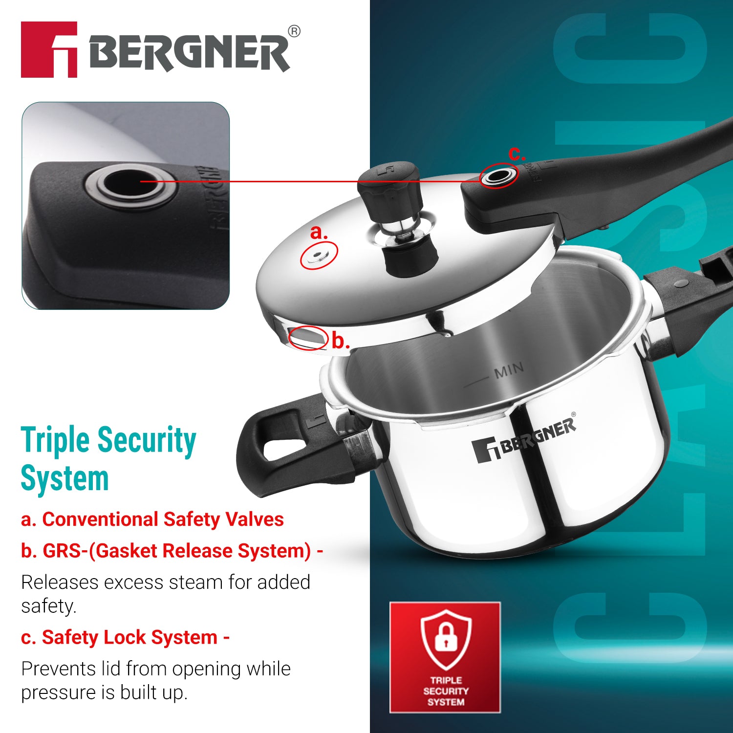 Argent Elements Triply Stainless Steel 2.5 L Outer Lid Pressure Cooker