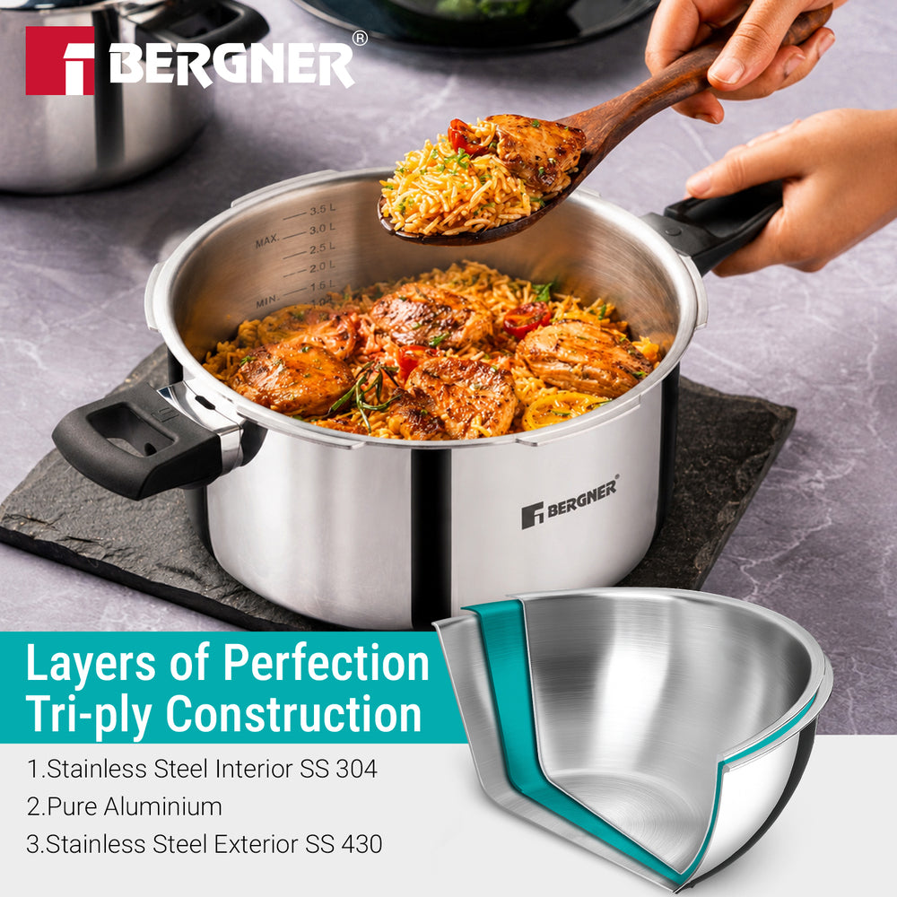 Argent Elements Triply Stainless Steel 4.5 L Outer Lid Pressure Pan | Induction