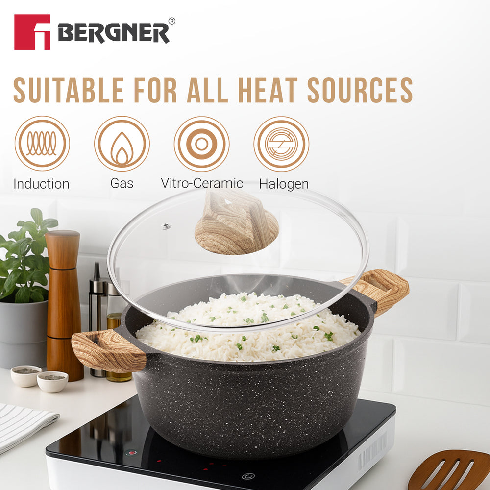 Bergner Sienna Elite 6 Pcs Non-Stick Cookware Set - Induction Bottom