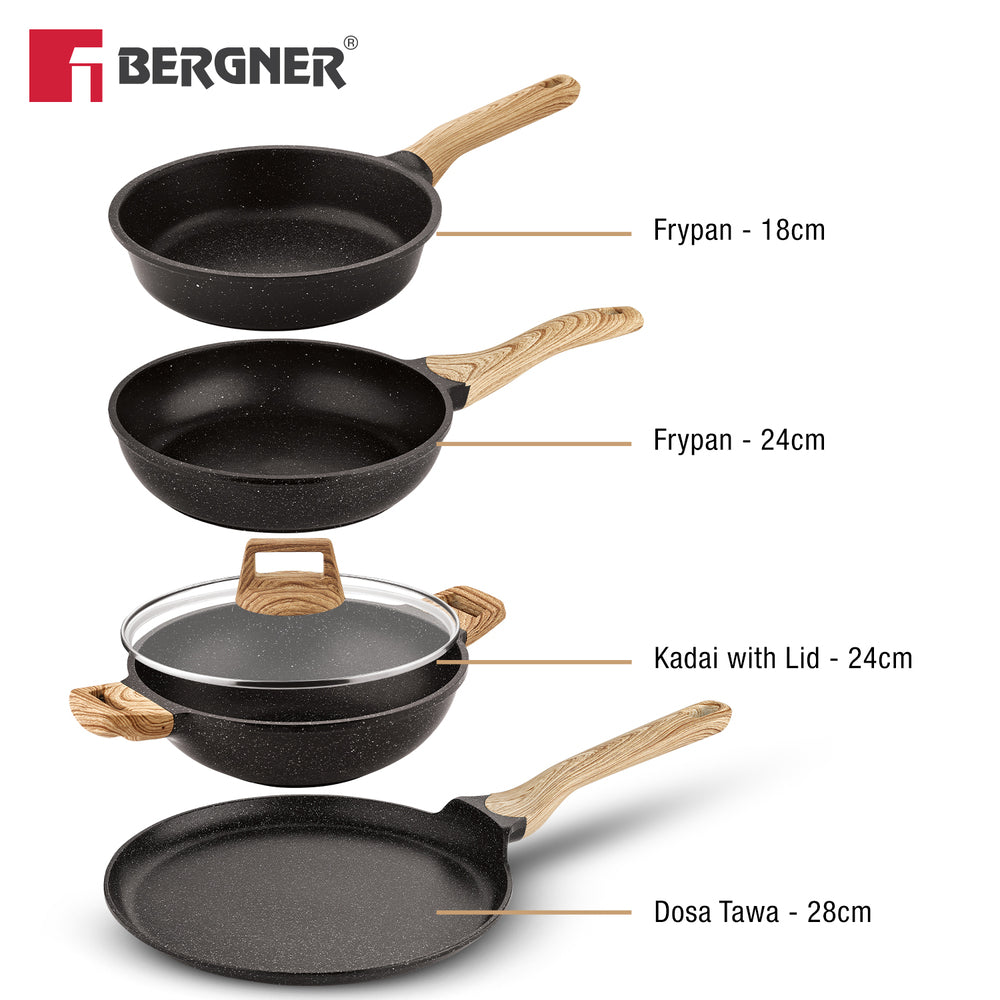Bergner Sienna Elite 5 Pcs Non-Stick Cookware Set - Induction Bottom