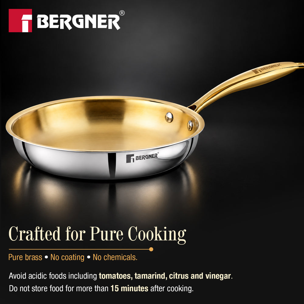 Suwarnam Triply Brass Frying Pan, 22cm | Induction