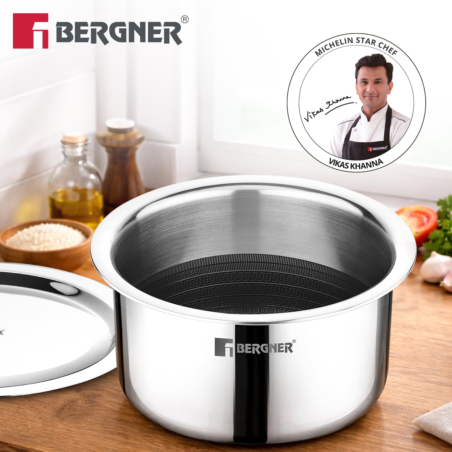 Hitech Giro Triply Tope with Stainless Steel Lid, 24cm (4.6 L)