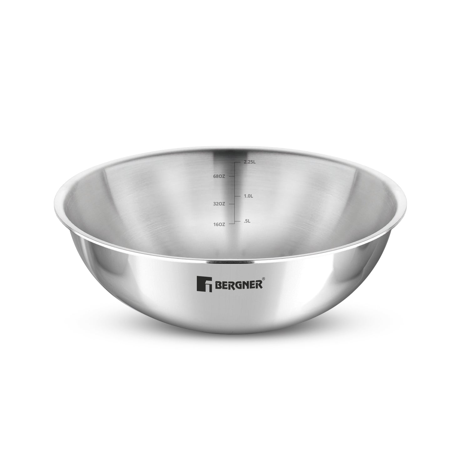 Bergner Argent Tri-Ply Stainless Steel 22cm Tasra without Lid, Less Oil Use - Induction Bottom (5-Year Warranty)