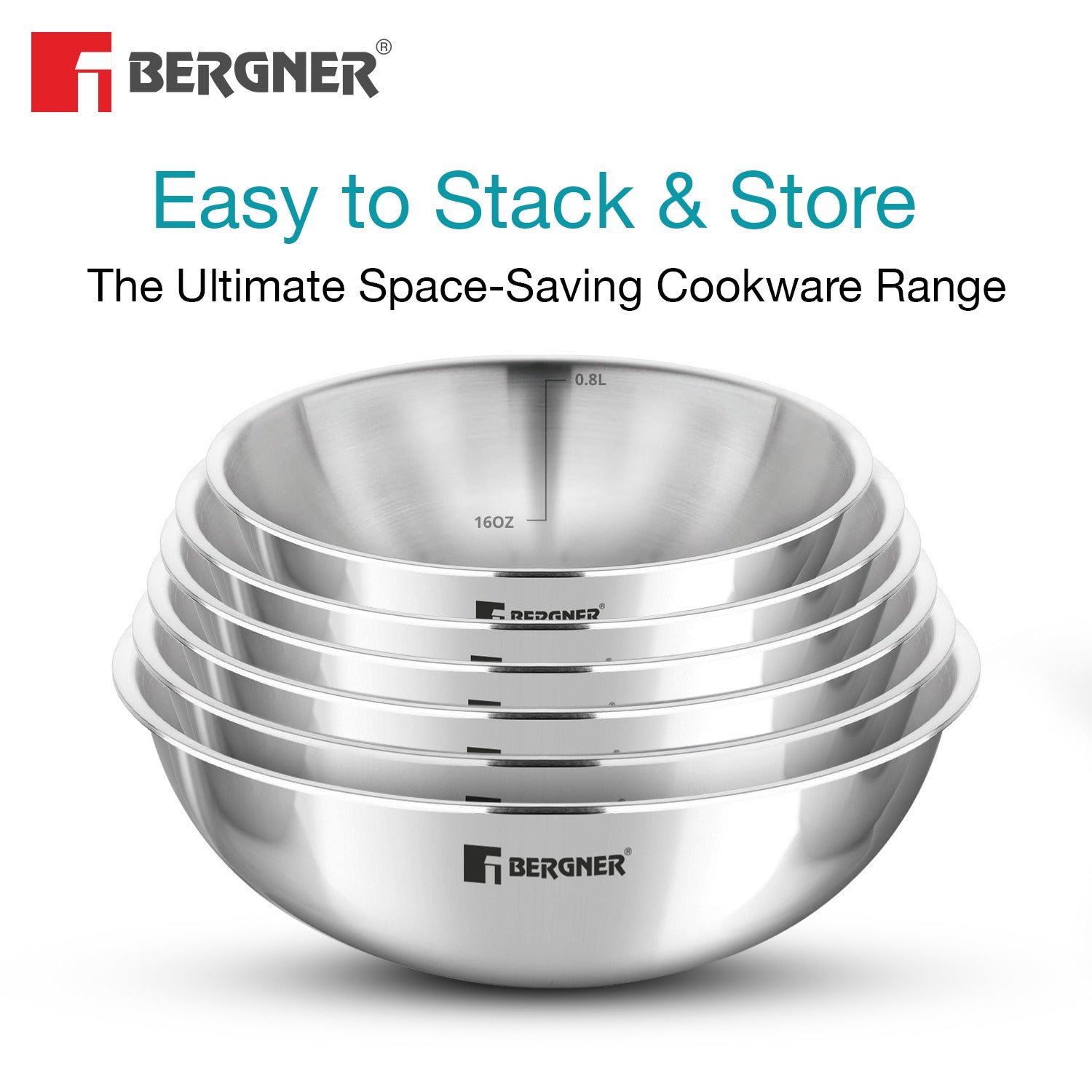 Bergner Argent Tri-Ply Stainless Steel 22cm Tasra without Lid, Less Oil Use - Induction Bottom (5-Year Warranty)