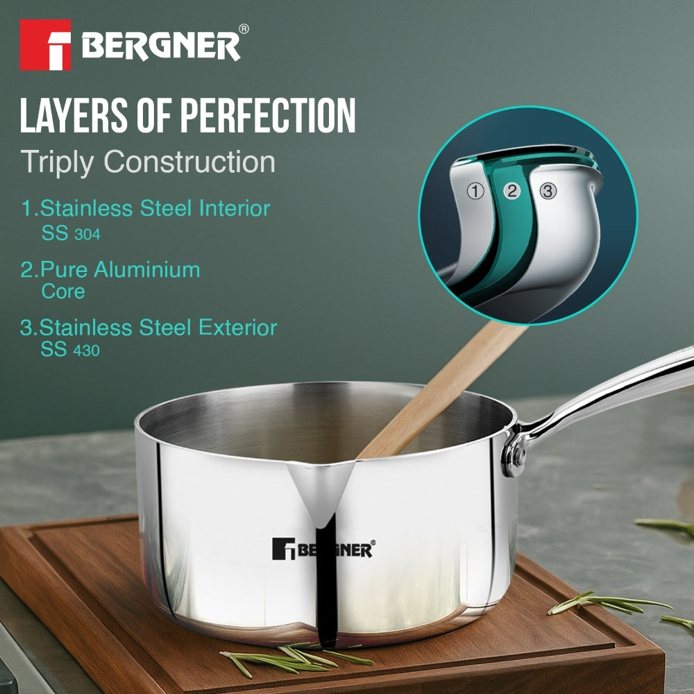 Argent Tri-Ply Stainless Steel Milkpan/Saucepan - Induction Bottom