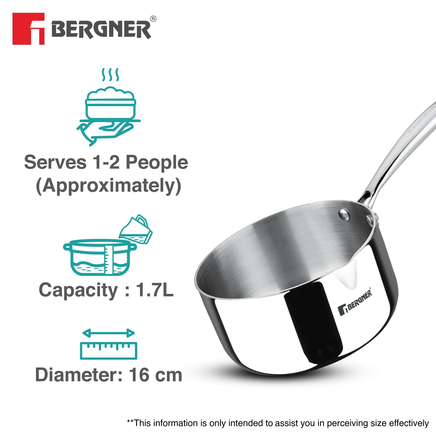 Argent Tri-Ply 14cm Saucepan 1 L- Induction Bottom