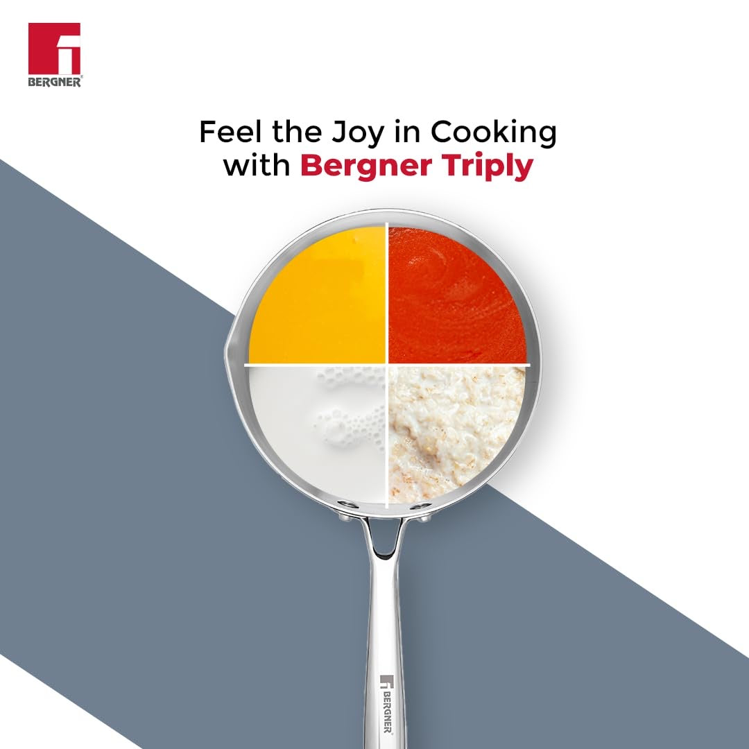 Bergner Argent Tri-Ply Stainless Steel Saucepan - Induction Bottom (5-Year Warranty)