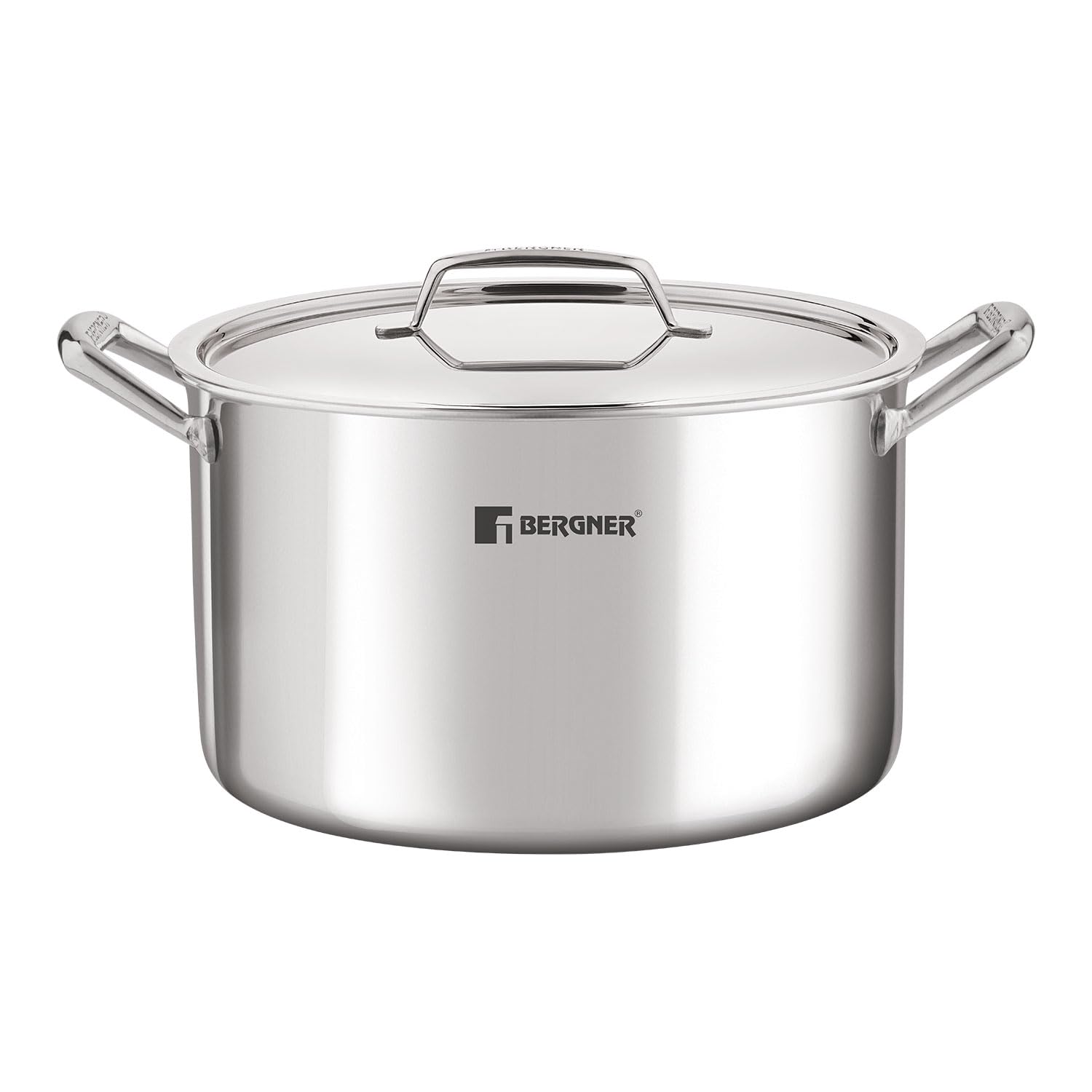 Bergner Argent Plus TriPly Stainless Steel 28cm Biryani Pot with Stainless Steel Lid - Full Induction