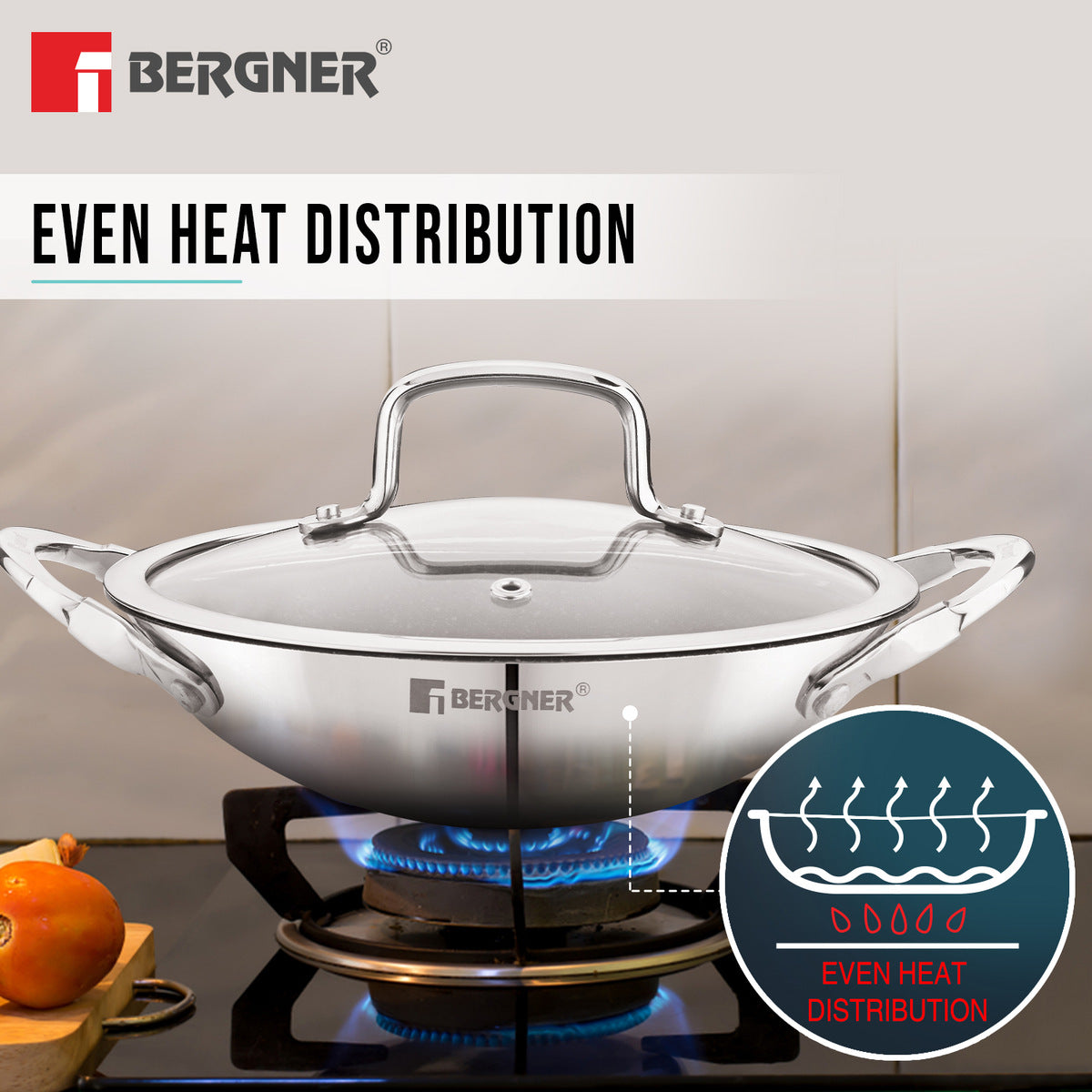 Argent Samsara Tri-Ply Stainless Steel 21cm Appachetty - Gas Stove Compatible