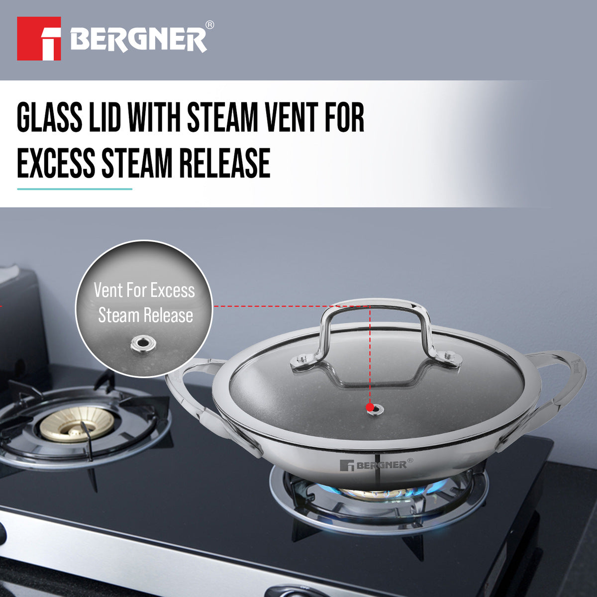 Argent Samsara Tri-Ply Stainless Steel 21cm Appachetty - Gas Stove Compatible