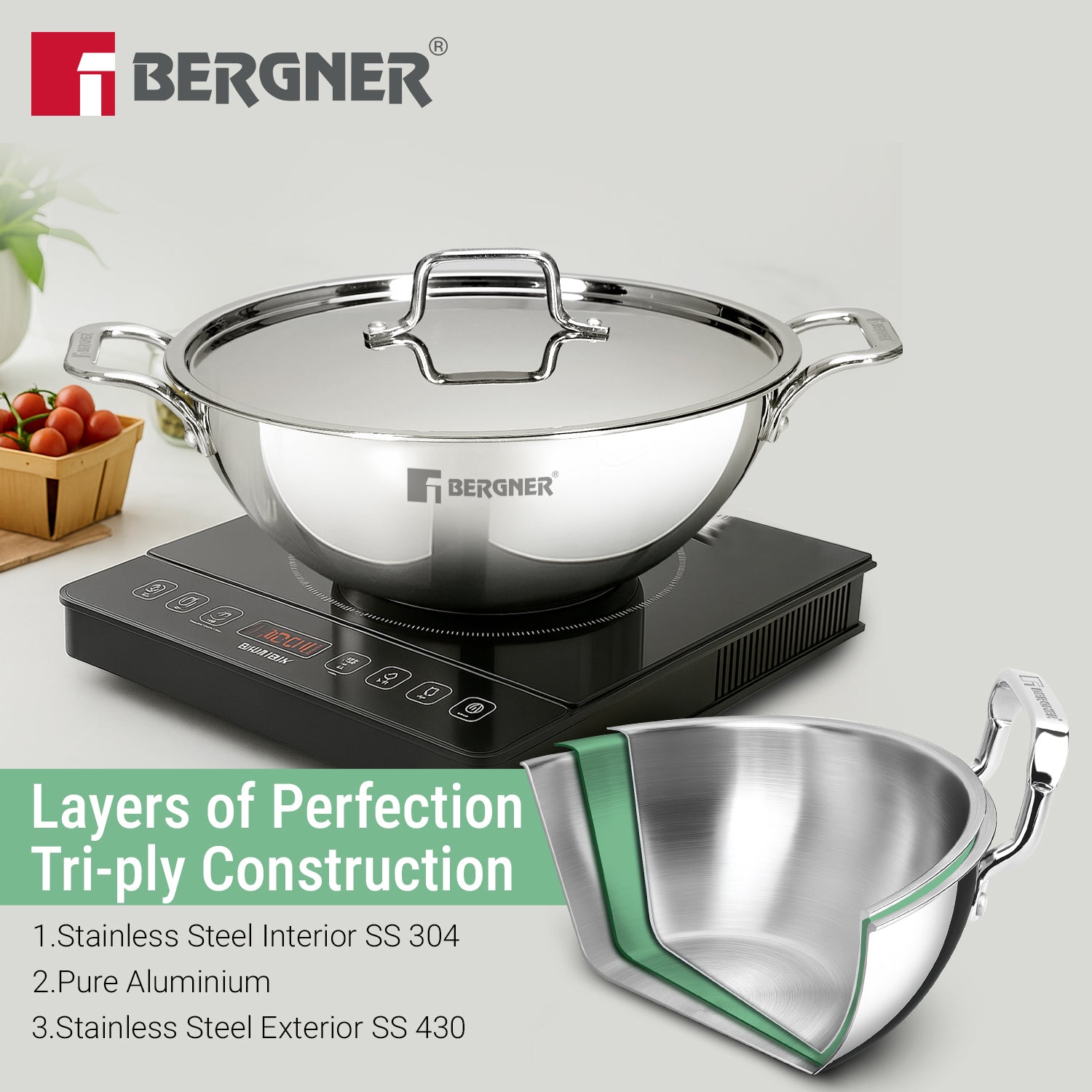 TriPro Tri-Ply Stainless Steel Kadai