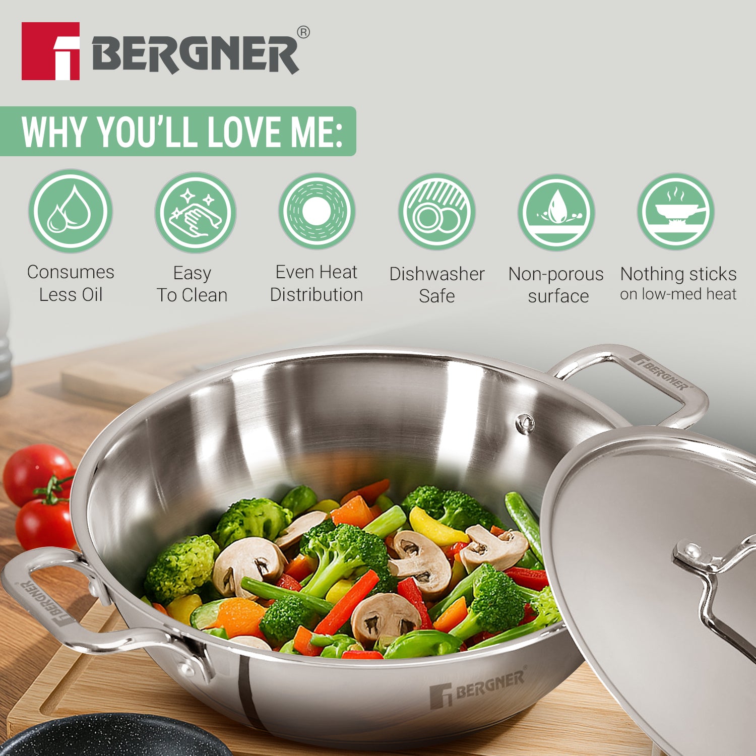 TriPro Tri-Ply Stainless Steel Kadai