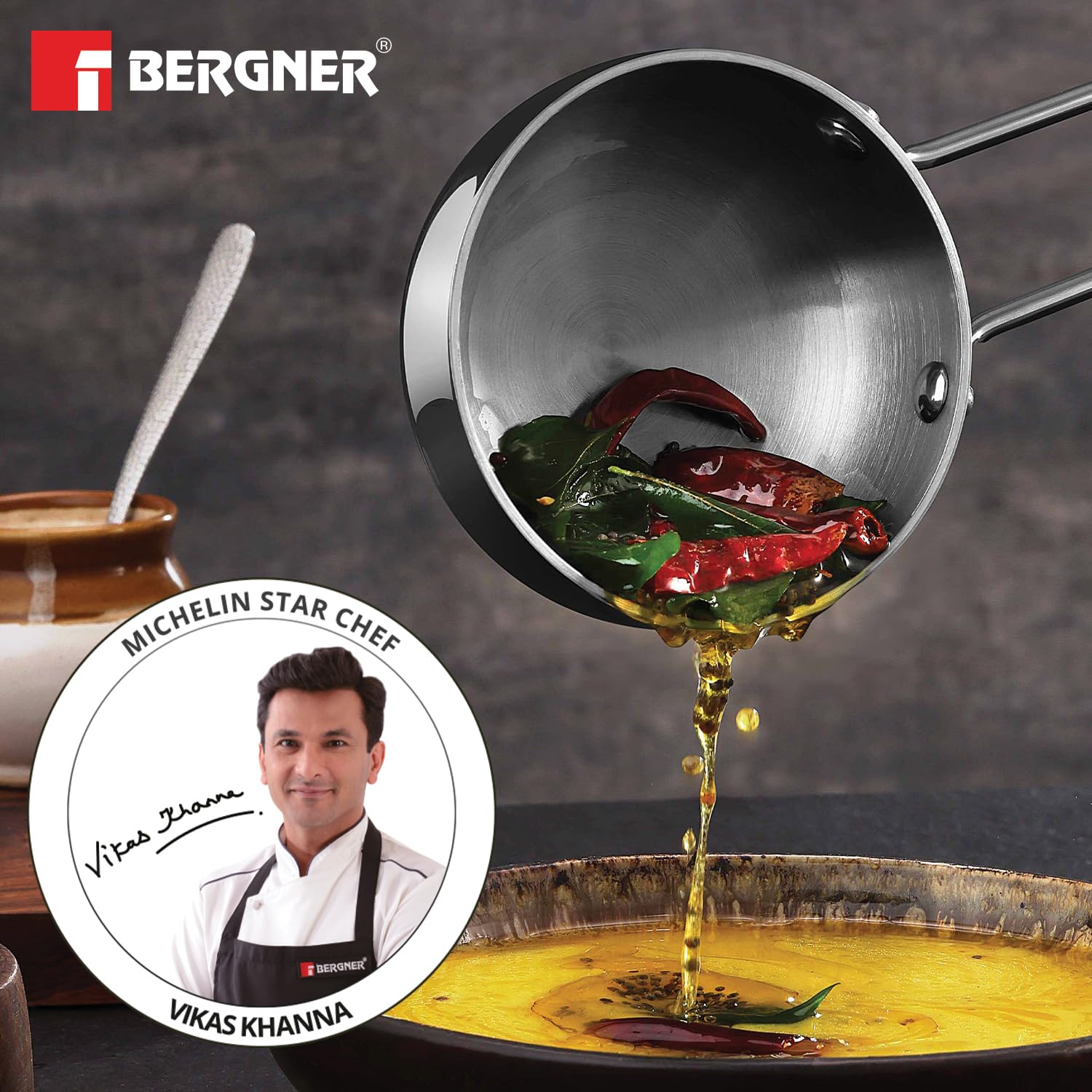 TriPro Triply Stainless Steel 12 cm (500ml) Tadka Pan