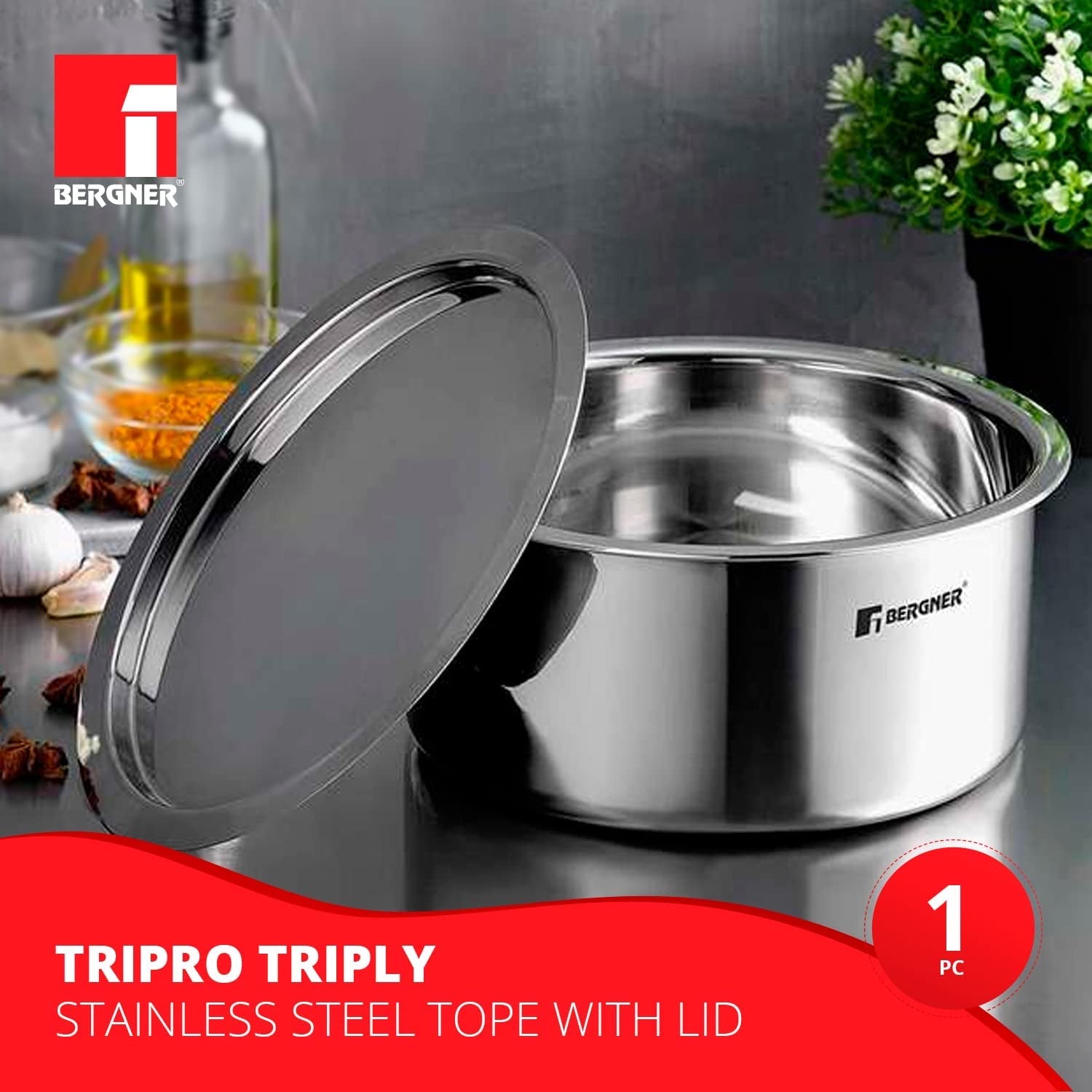 TriPro Tri-Ply Stainless Steel 4 Pcs Cookware Set