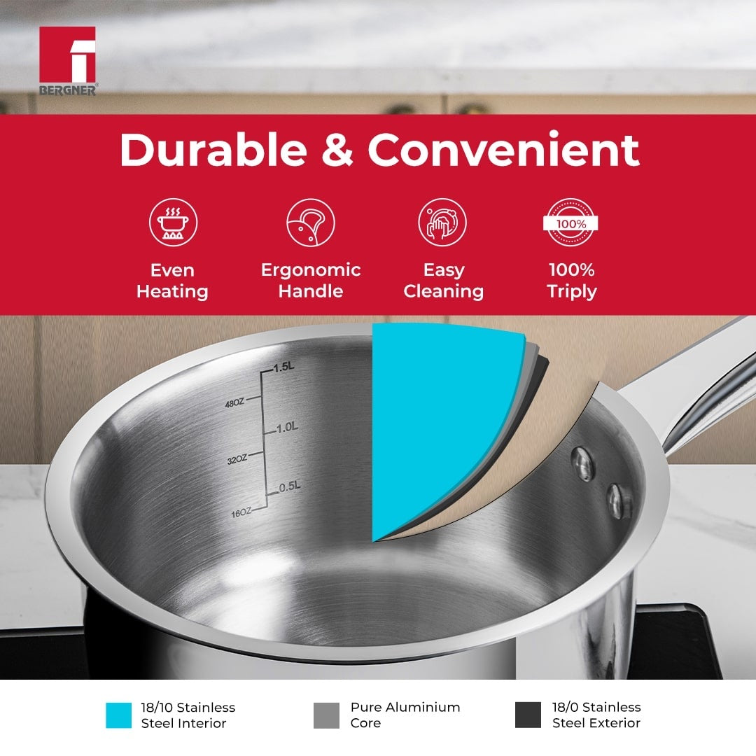 TriPro Tri-Ply Stainless Steel Saucepan