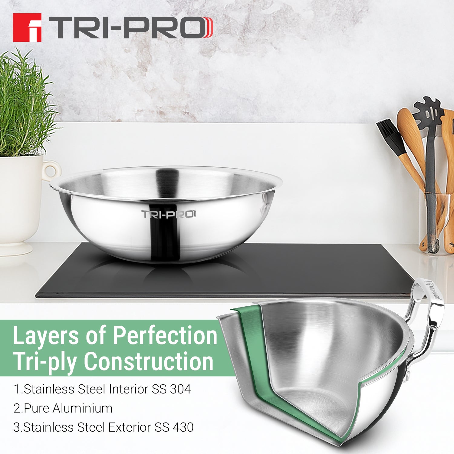 TriPro Tri-Ply Stainless Steel Cook and Serve Tasla