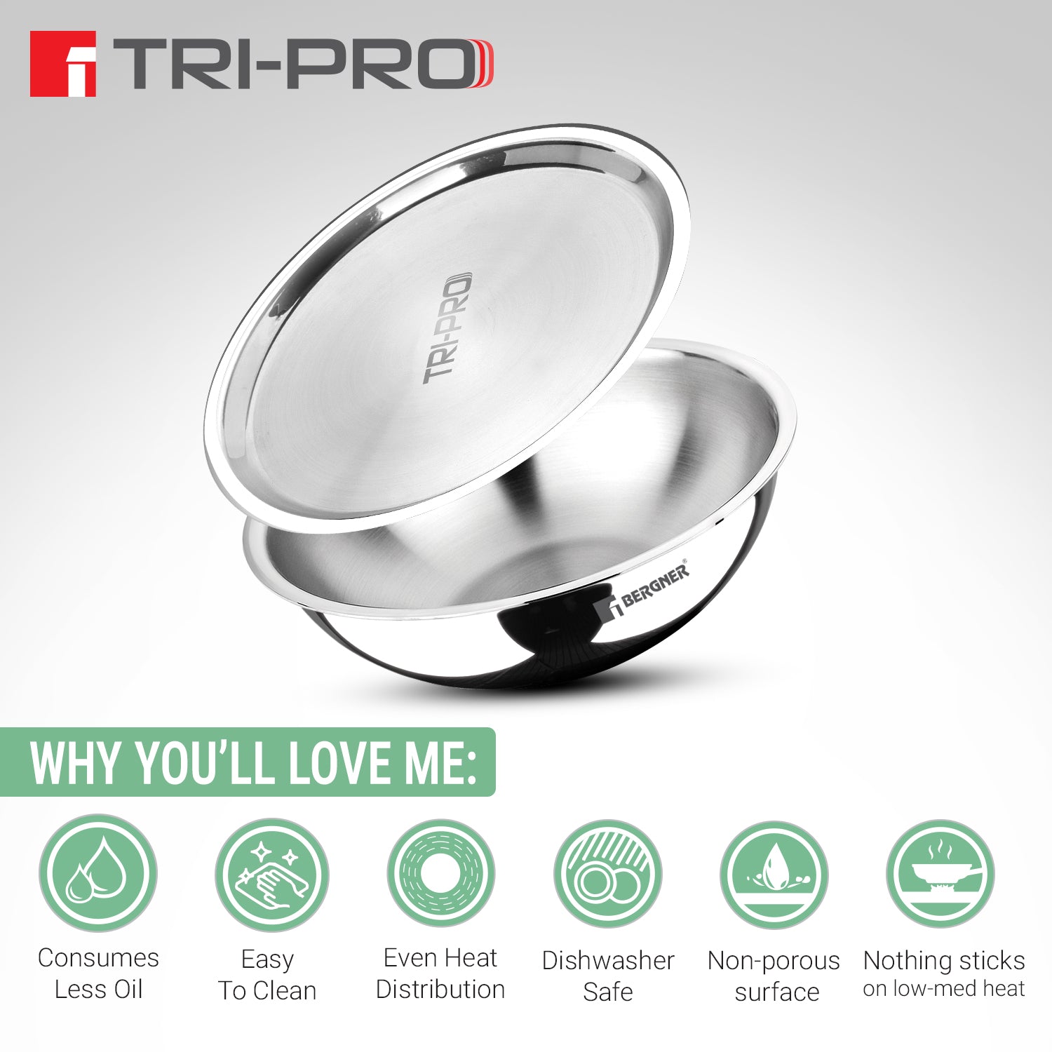 TriPro Tri-Ply Stainless Steel Cook and Serve Tasla