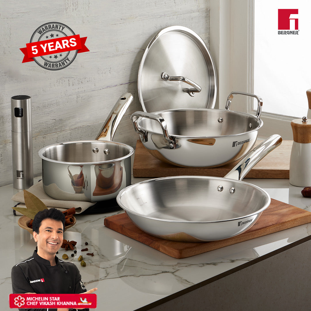 TriPro 4 pcs Tri-Ply Stainless Steel Cookware Set
