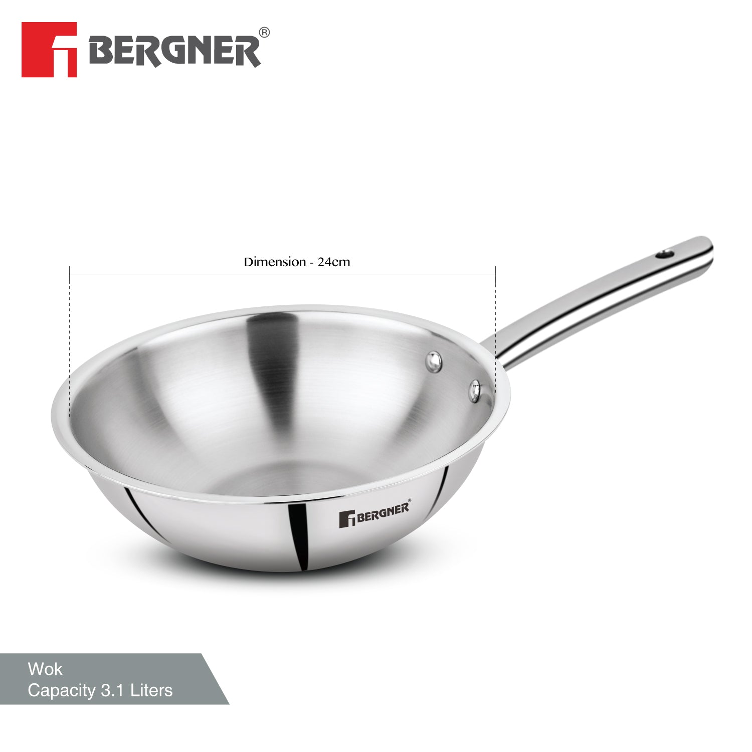 TriPro Tri-Ply Stainless Steel 24 cm (2.8 L) Wok
