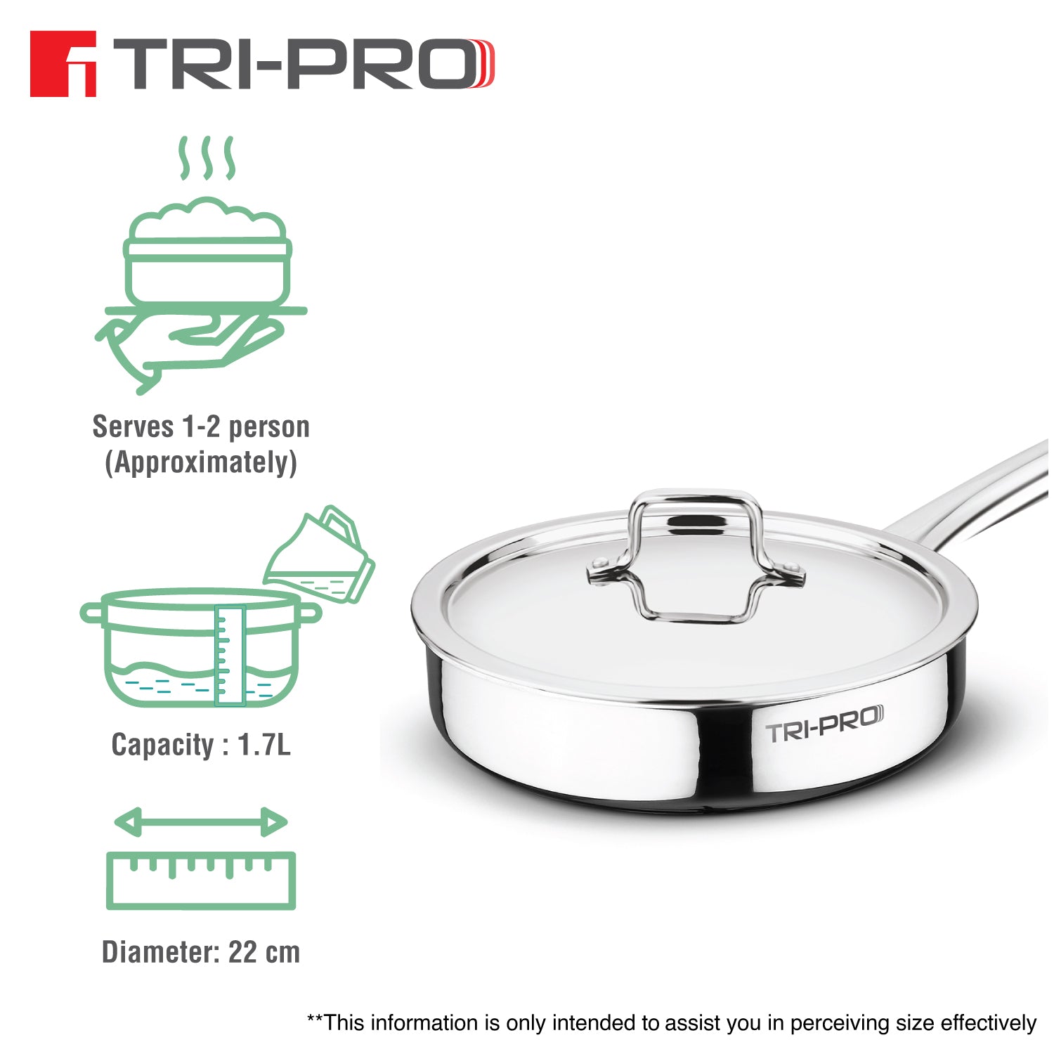 TriPro Tri-Ply Stainless Steel Sautepan/Deep Frypan