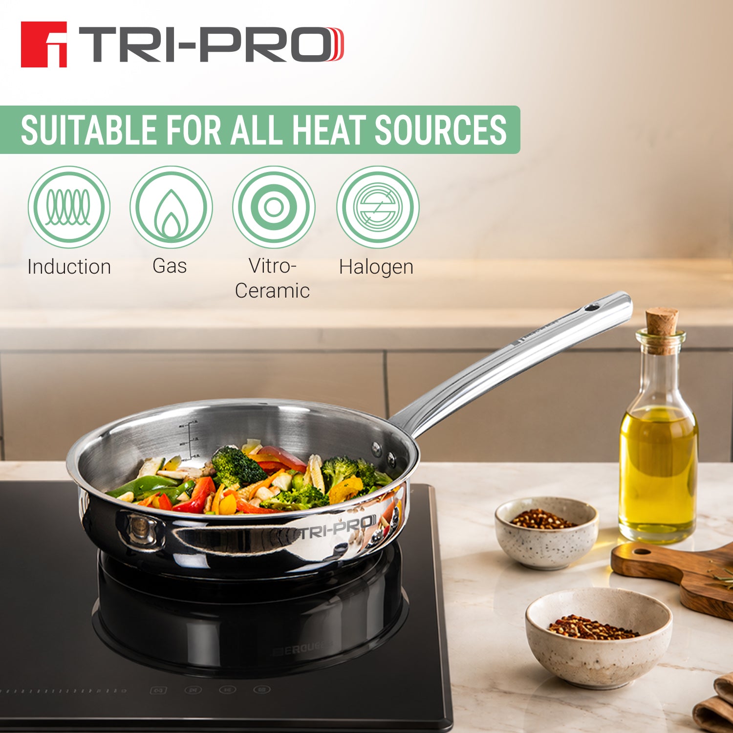 TriPro Tri-Ply Stainless Steel Sautepan/Deep Frypan