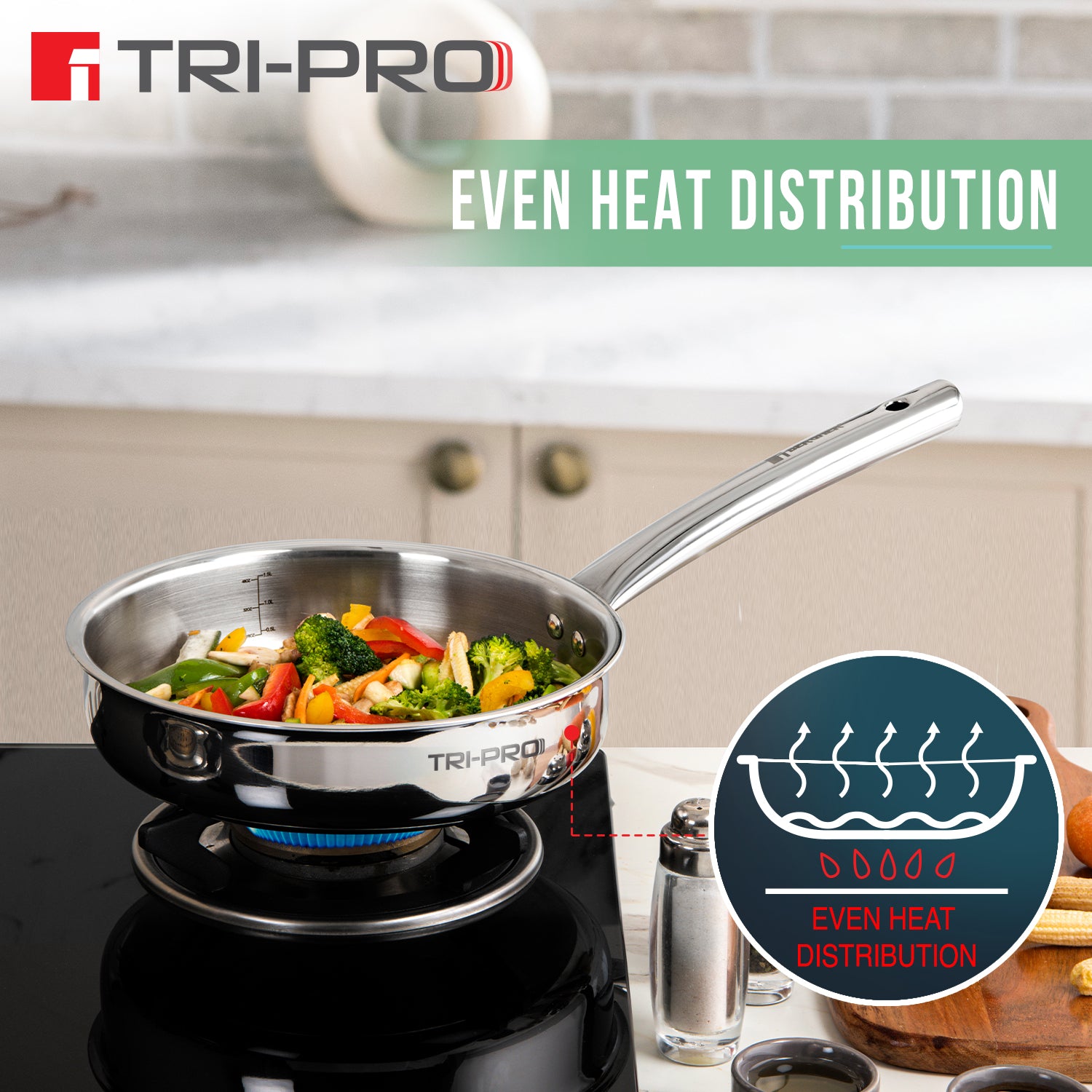 TriPro Tri-Ply Stainless Steel Sautepan/Deep Frypan