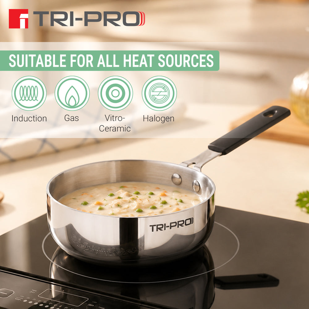 TriPro Triply Mini Cookware Set 3 Pcs (12cm Saucepan + 14cm Frypan + 14cm Kadai)