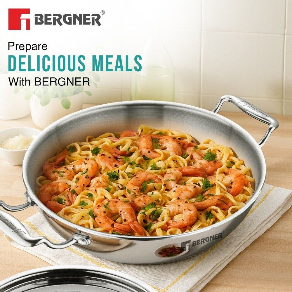 Argent Tri-Ply Stainless Steel Deep Kadai -  Induction Bottom