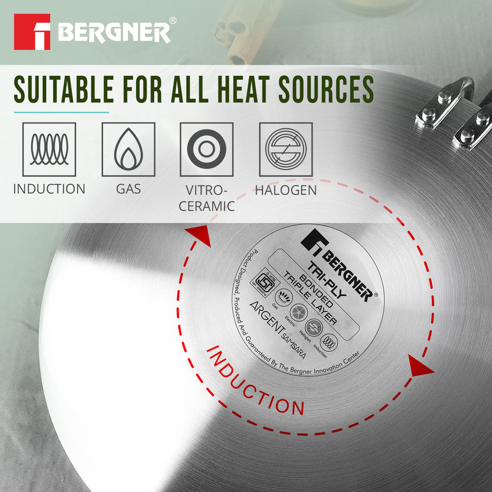 Argent Samsara Tri-Ply Stainless Steel Roti Tawa - Induction Compatible