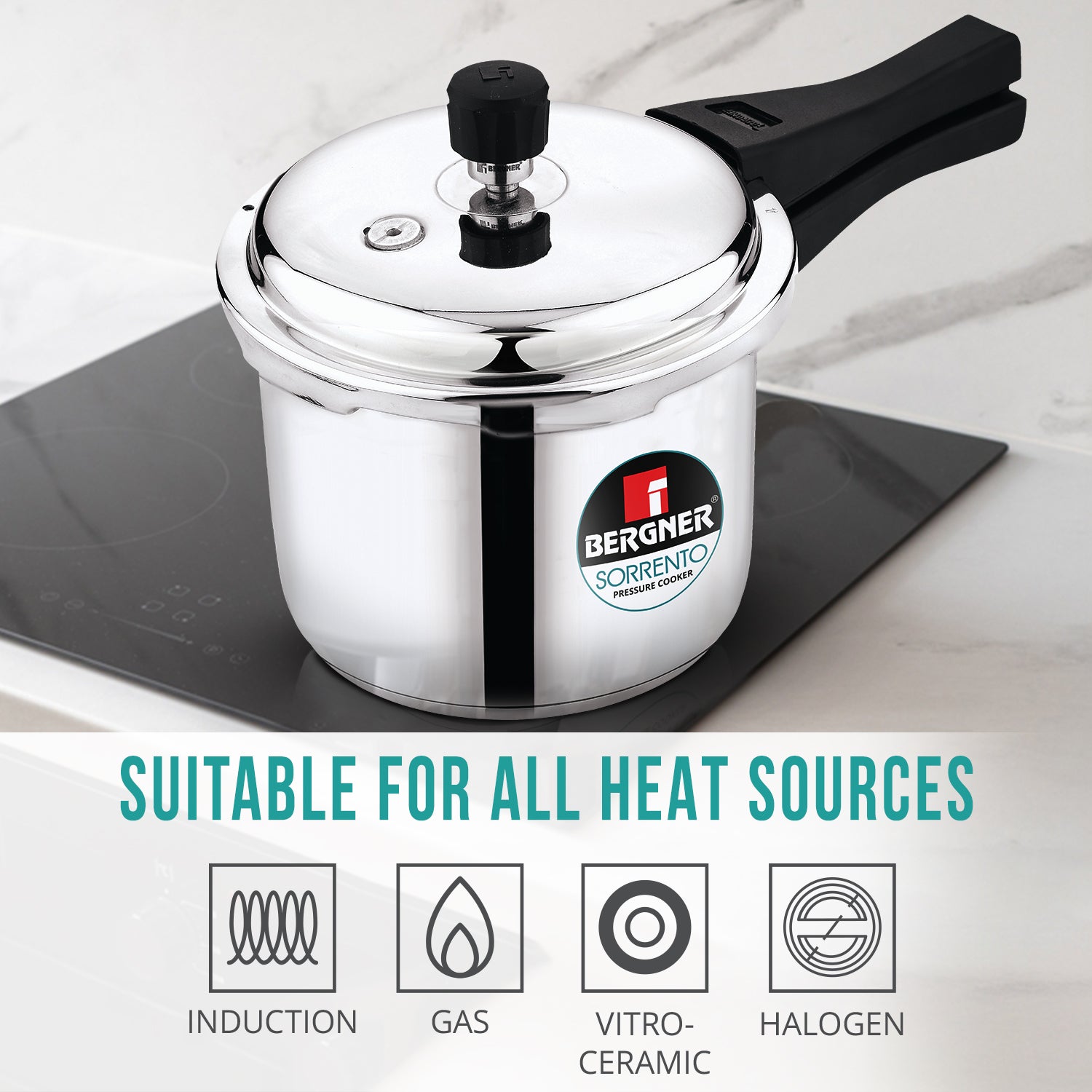 Sorrento Stainless Steel Outer Lid Pressure Cooker Combo of 2 L & 3 L with a Common Lid