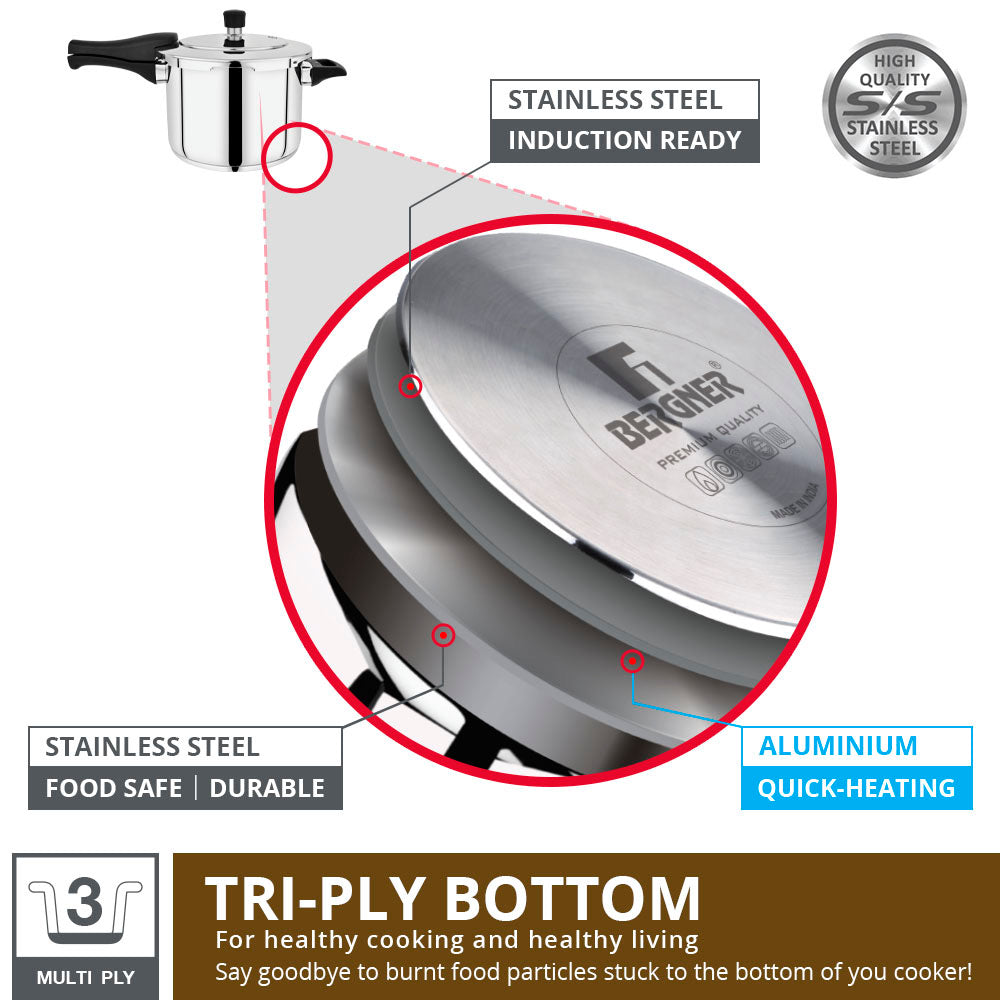 Pura Stainless Steel Outer Lid Pressure Cooker