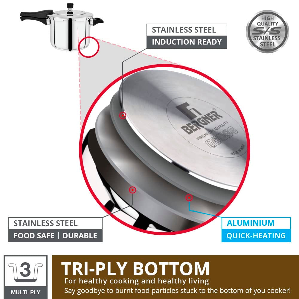 Pura Stainless Steel Outer Lid Pressure Cooker