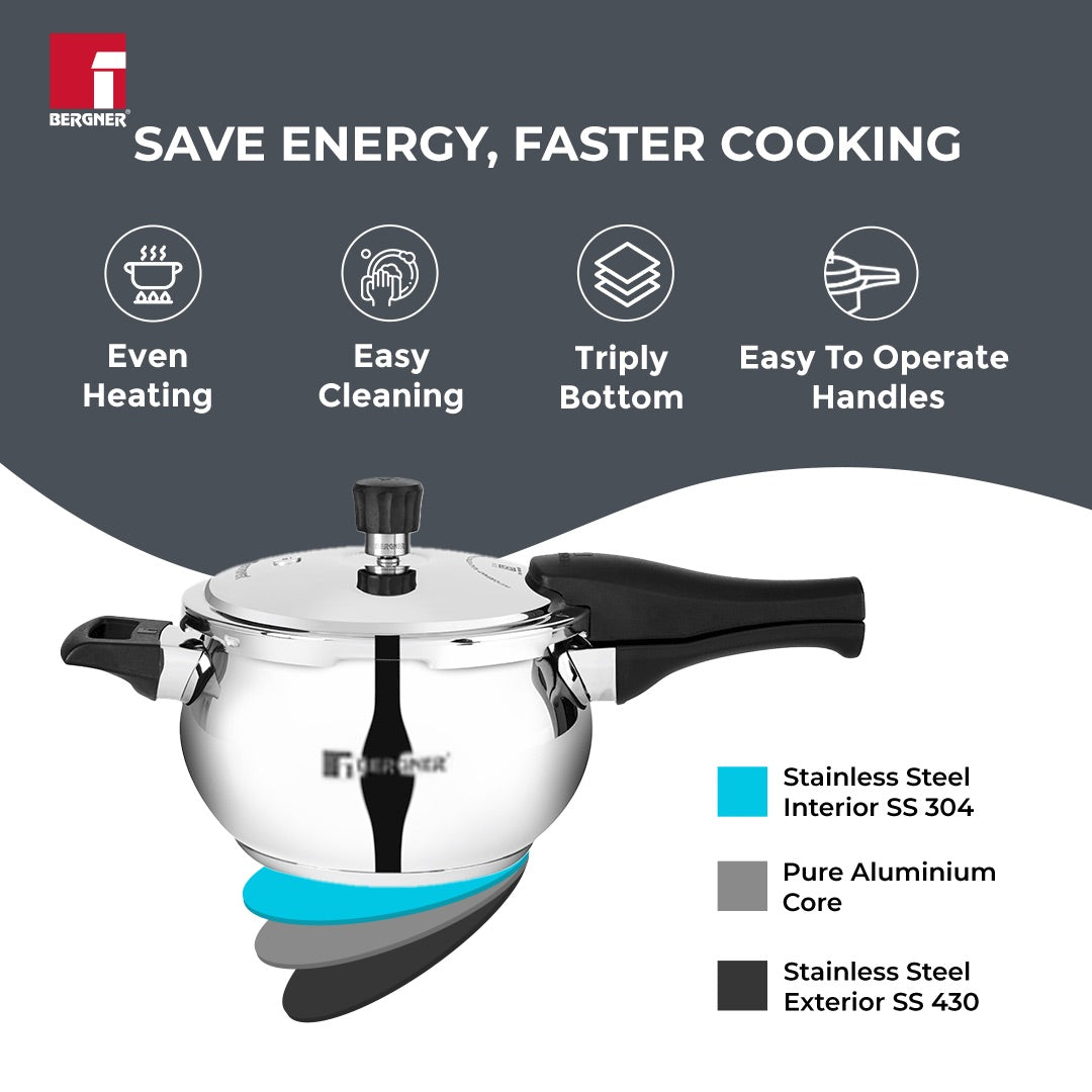 Pura Stainless Steel Outer Lid Pressure Cooker