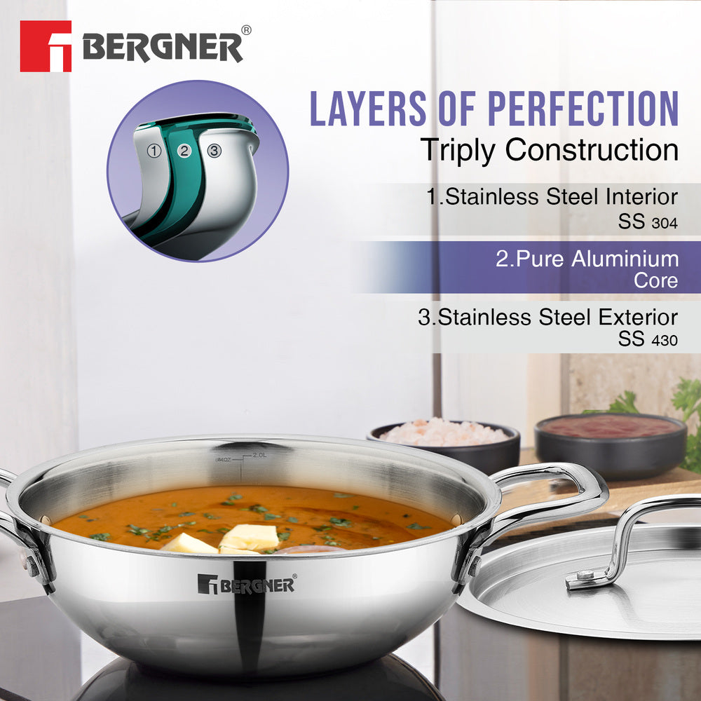 TriPro Tri-Ply Stainless Steel 7 Pcs Cookware Set