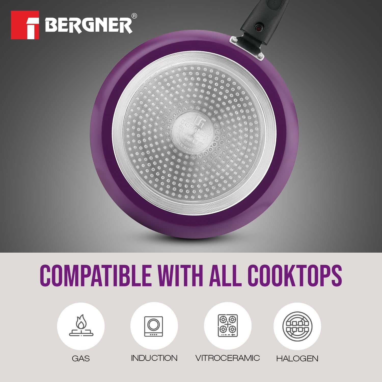 Sherry Plus Non-Stick 6 pcs Cookware Set, Detachable Handle (Purple)