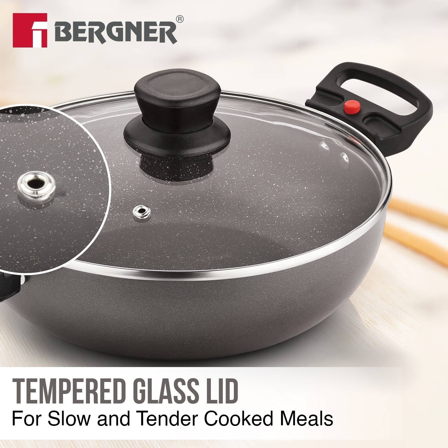 Bergner Sherry Plus 5-Layer Non-Stick 6 Pcs Induction Cookware Set (Grey)