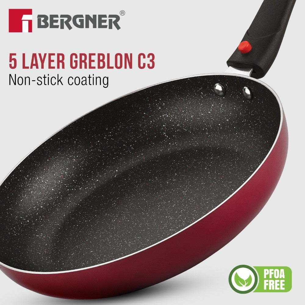 Bergner Sherry Plus 5-Layer Non-Stick 6 Pcs Induction Cookware Set (Maroon)